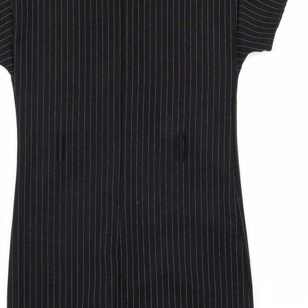 PLT Womens Black Striped A-Line Size 6