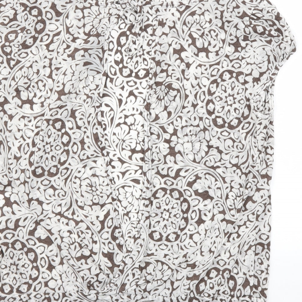 WESTONE Womens Brown Floral Basic T-Shirt Size 12