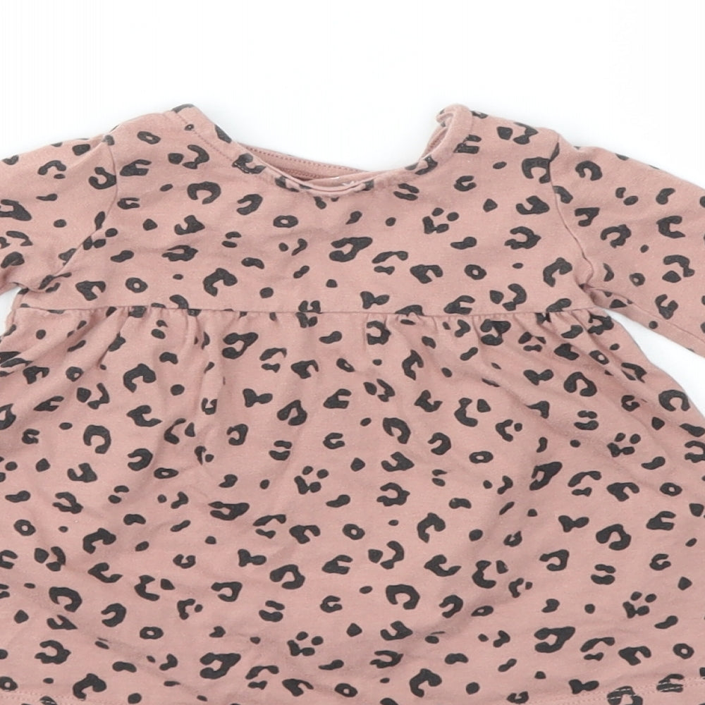 F&F Girls Pink Animal Print Basic T-Shirt Size 0-3 Months