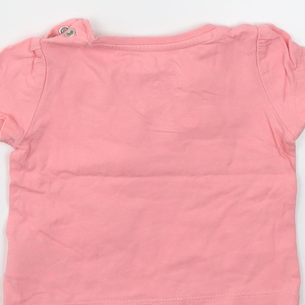 M Girls Pink Floral Basic T-Shirt Size 3-6 Months