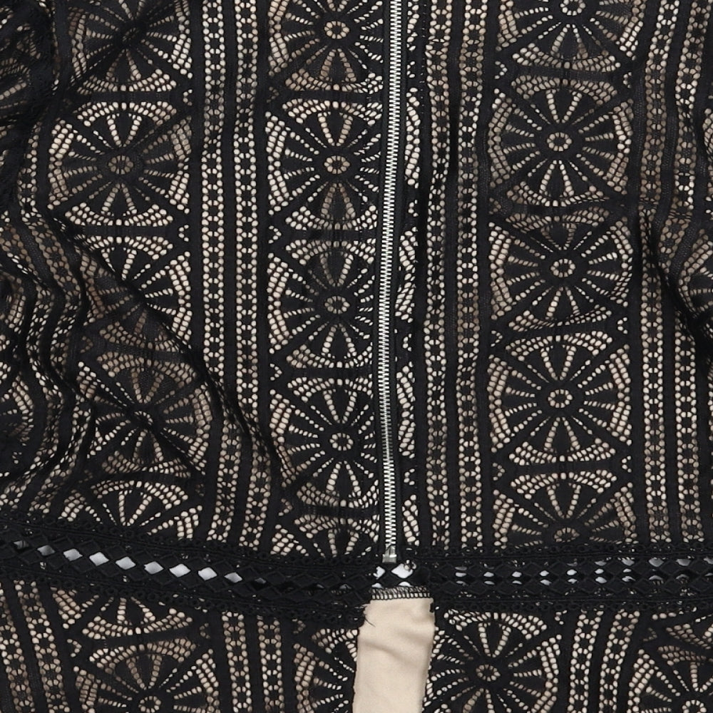 TEMT Womens Black Geometric Basic Blouse Size S