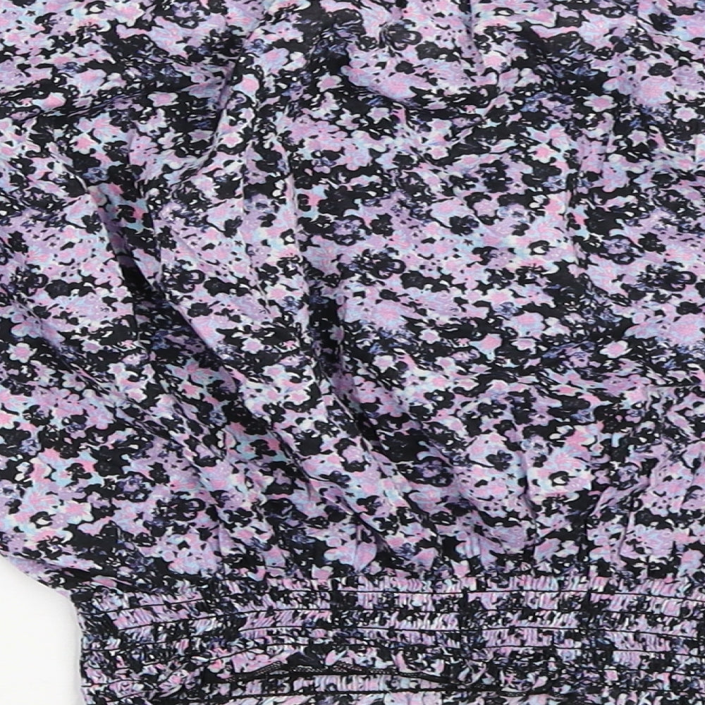 H&M Womens Black Floral Basic Blouse Size 10