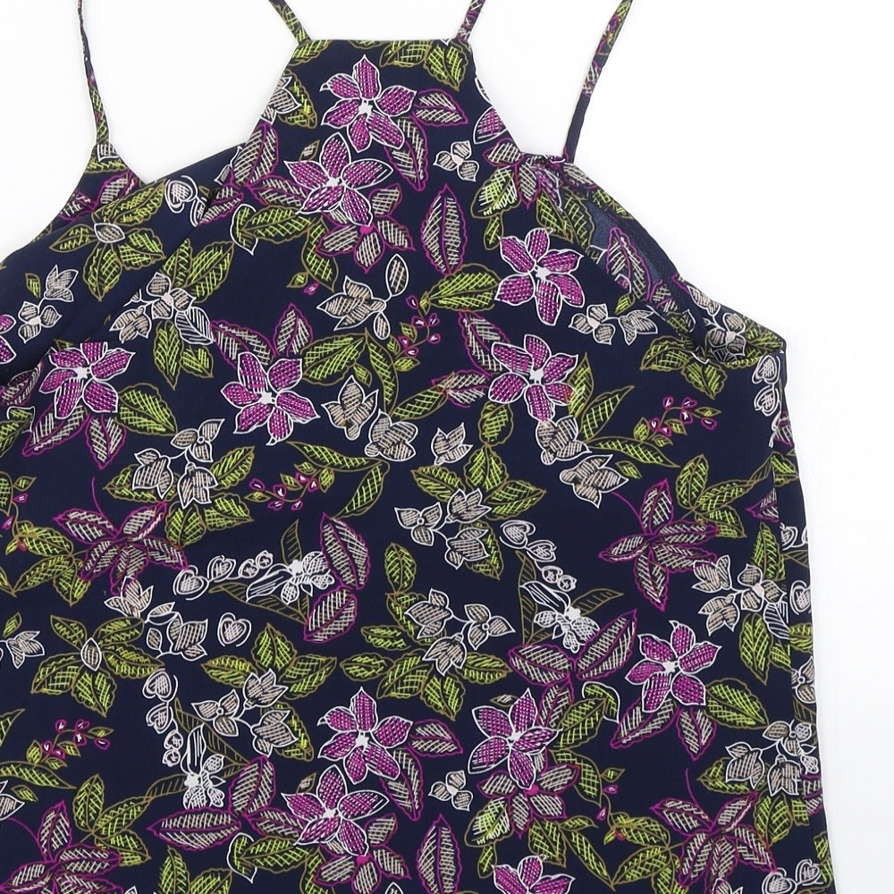 Papaya Womens Blue Floral Basic Tank Size 10 - Summer