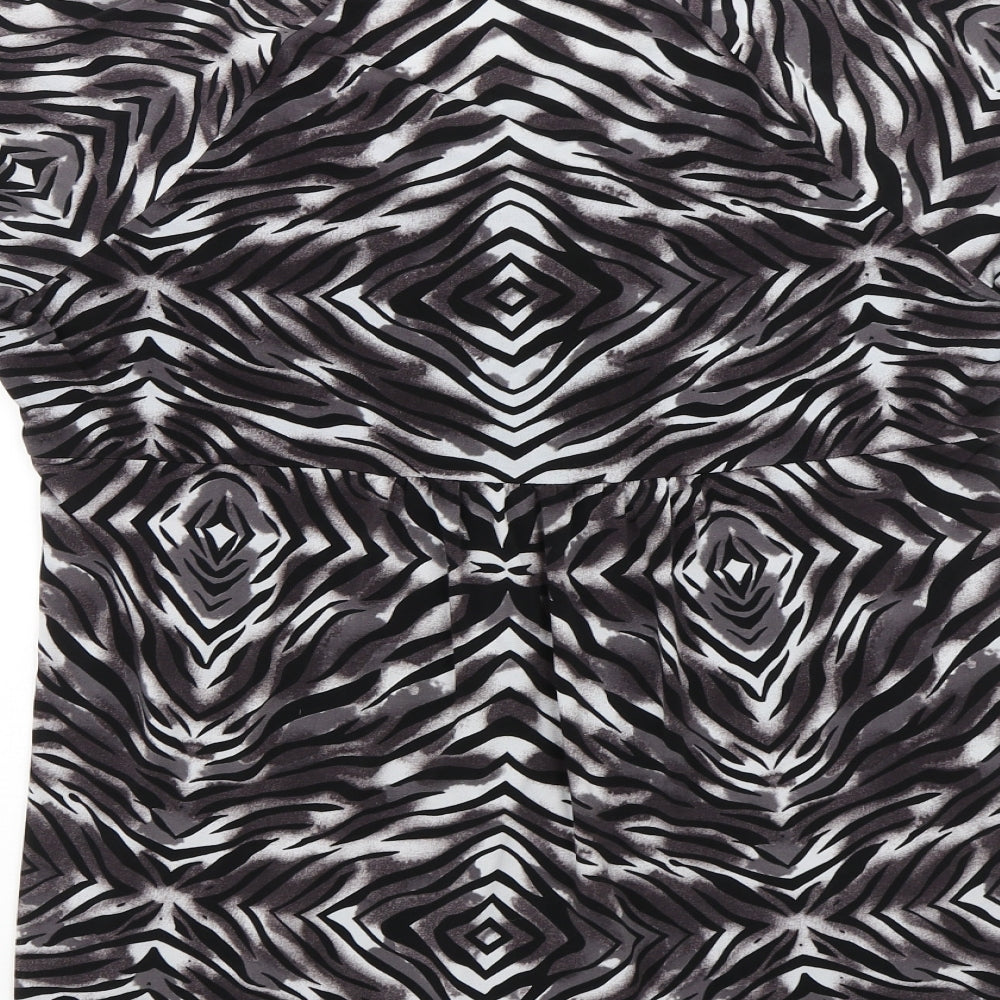 Bonmarché Womens Black Animal Print Basic T-Shirt Size 16