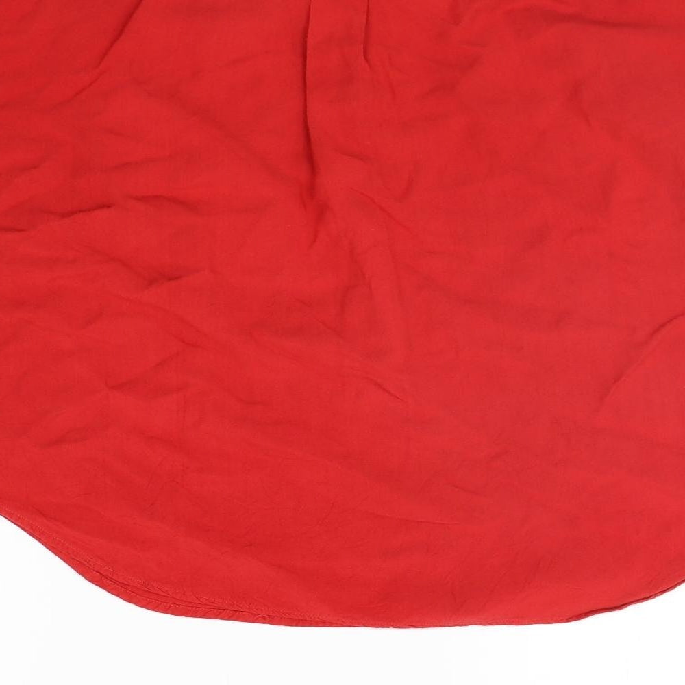 DETAILS Womens Red Basic Button-Up Size L