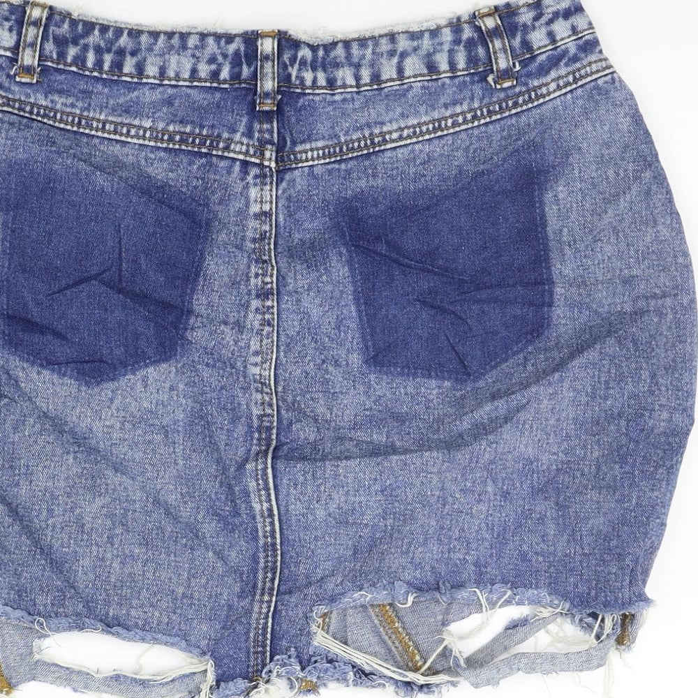 Missguided Womens Blue A-Line Skirt Size 12