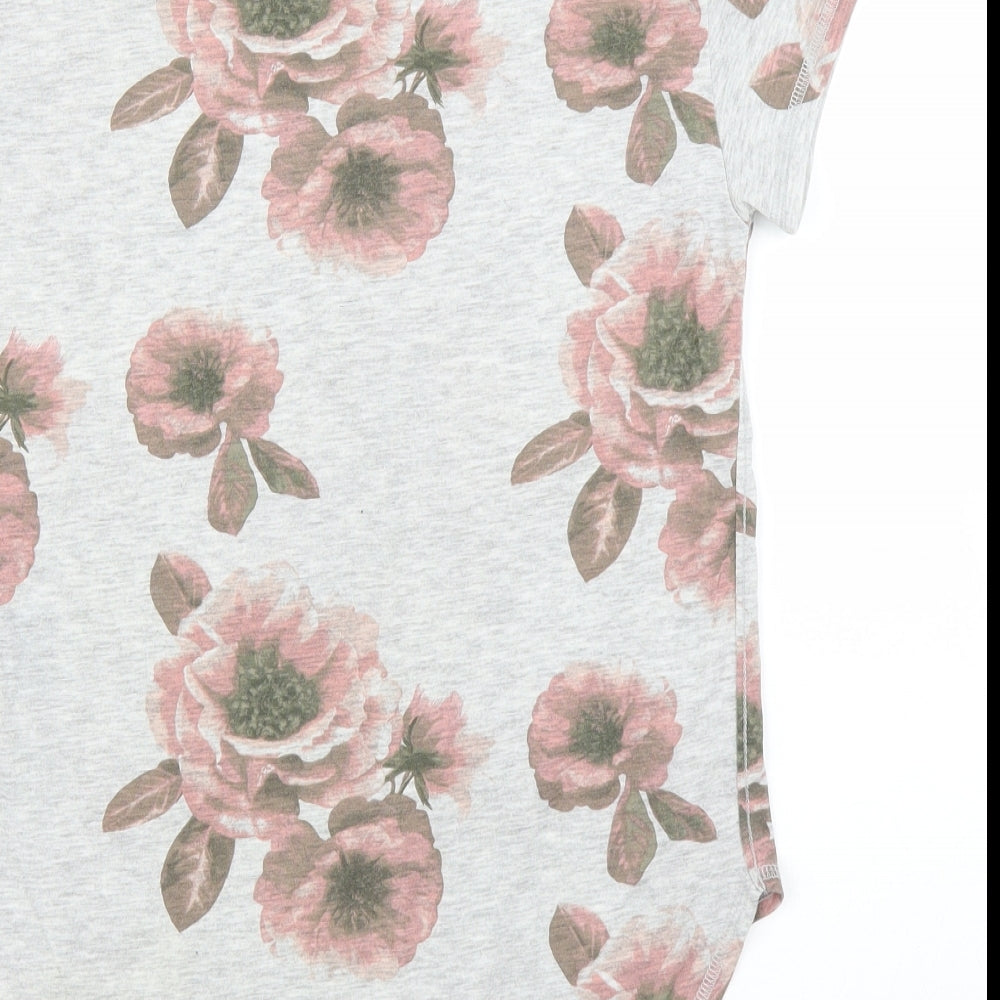 H&M Girls Grey Floral Tunic T-Shirt Size 13 Years