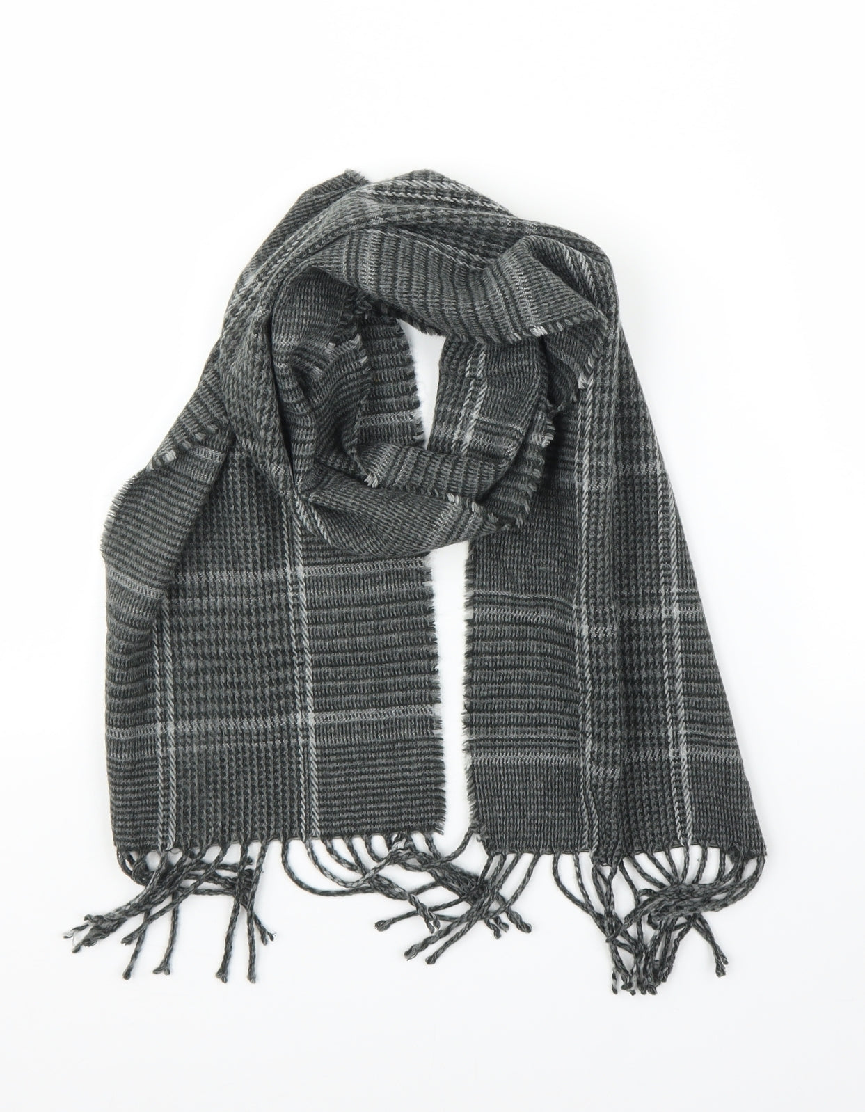 Avenue Mens Grey Plaid Scarf One Size