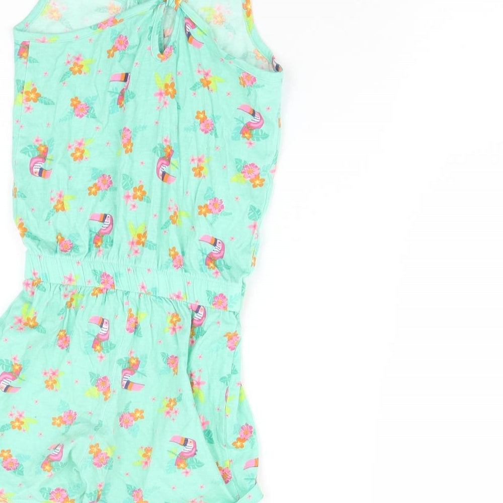Dunnes Stores Girls Green Floral Playsuit One-Piece Size 5 Years
