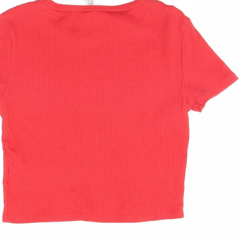 Divided Womens Red Cropped T-Shirt Size M
