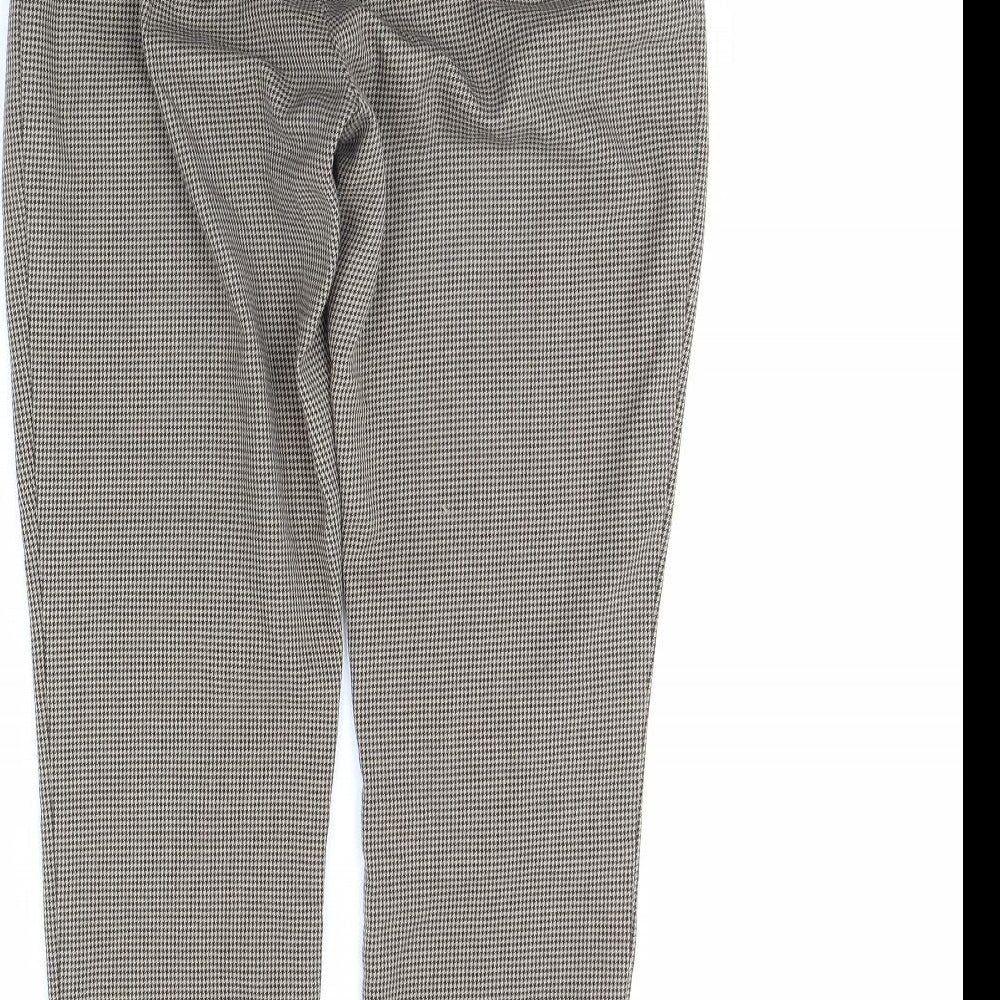 Oasis Womens Brown Herringbone Trousers Size 10 L27 in