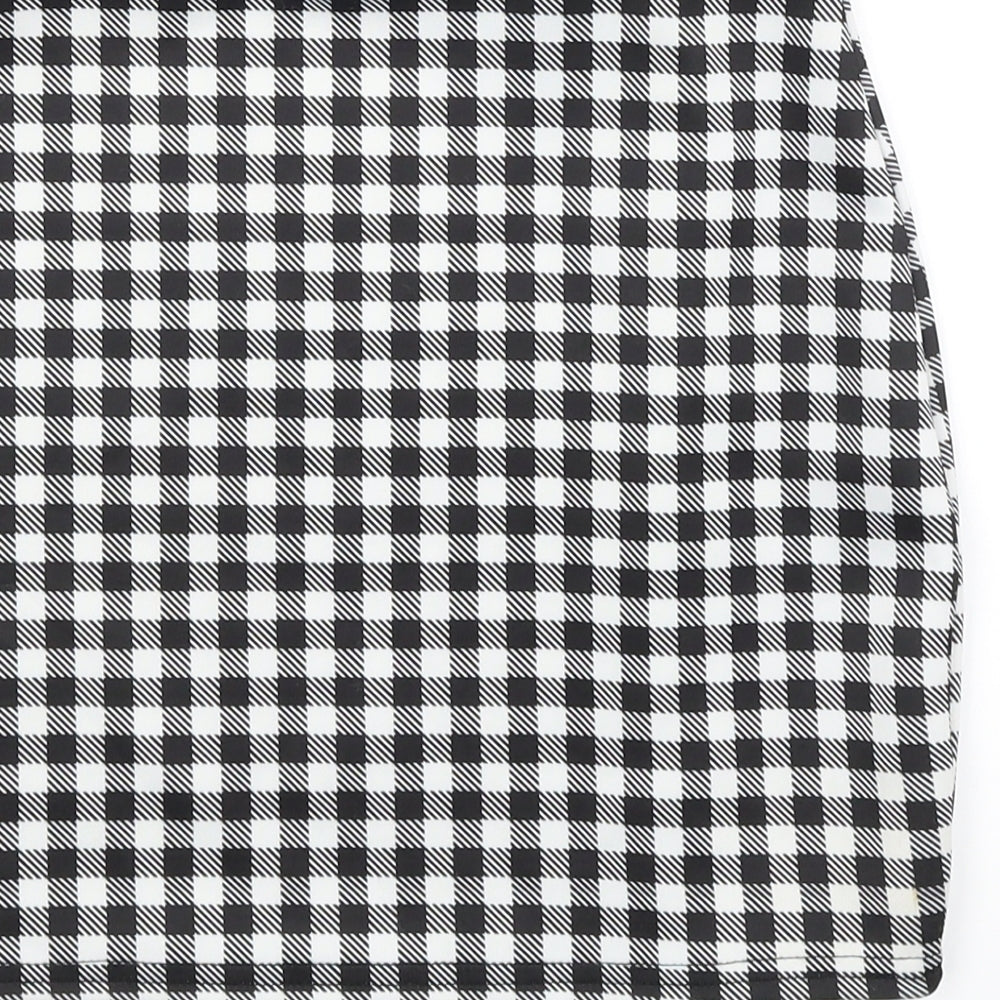 Pretty Little Thing Womens Black Check Mini Skirt Size 6