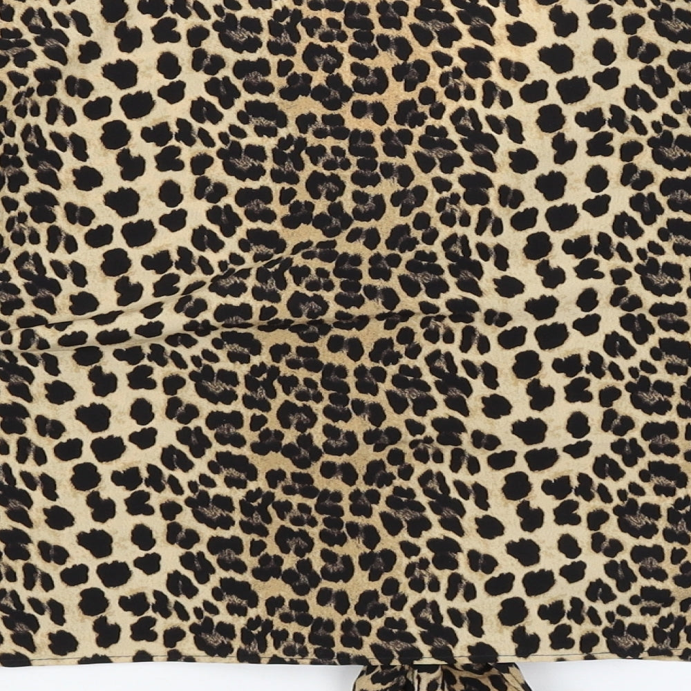 River Island Womens Orange Animal Print Cropped Blouse Size 10