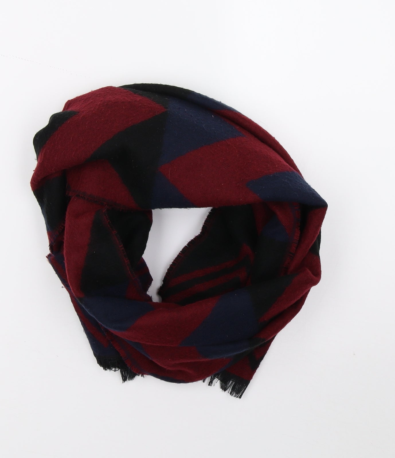 Preworn Womens Red Geometric Scarf