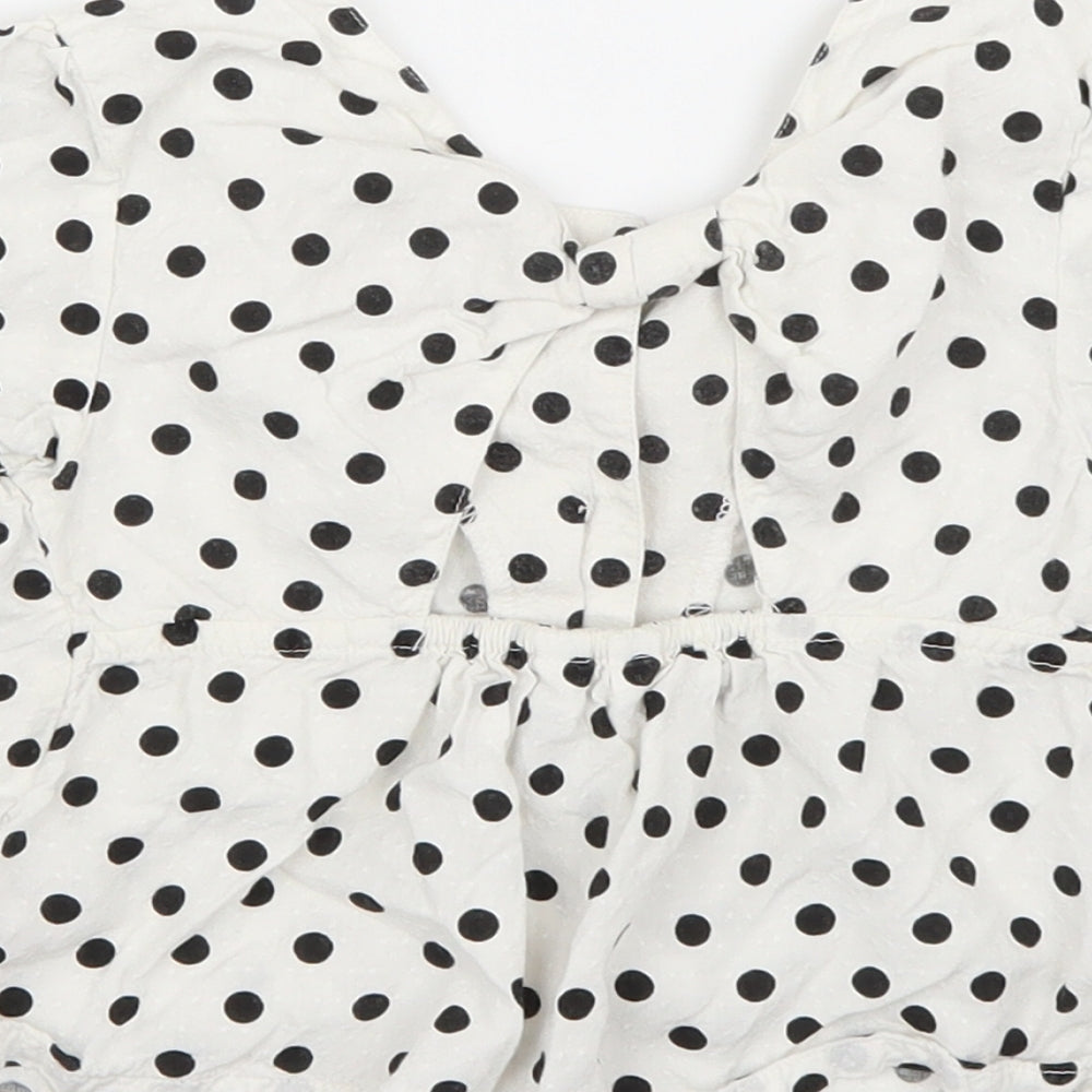 M&Co Girls White Polka Dot Basic Blouse Size 5-6 Years