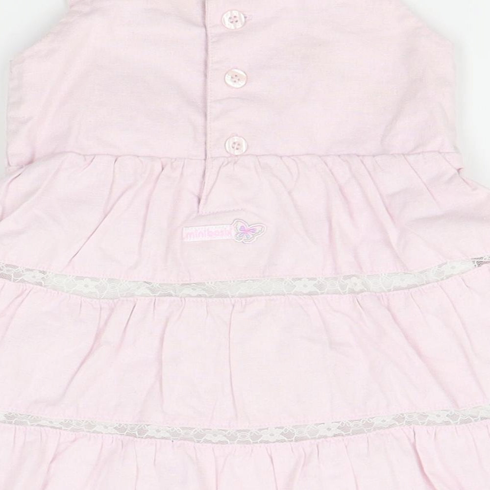 minibasix Girls Pink Pinafore/Dungaree Dress Size 9-12 Months