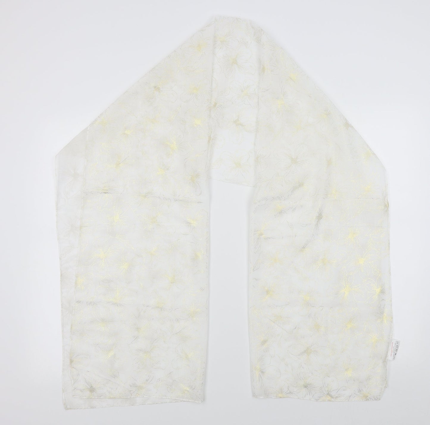 Preworn Womens White Floral Scarf - sheer