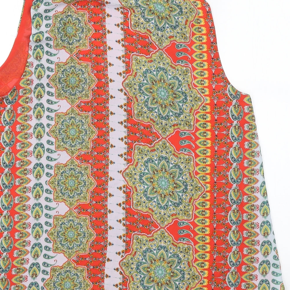 Rose+Olive Womens Orange Paisley Basic Tank Size L