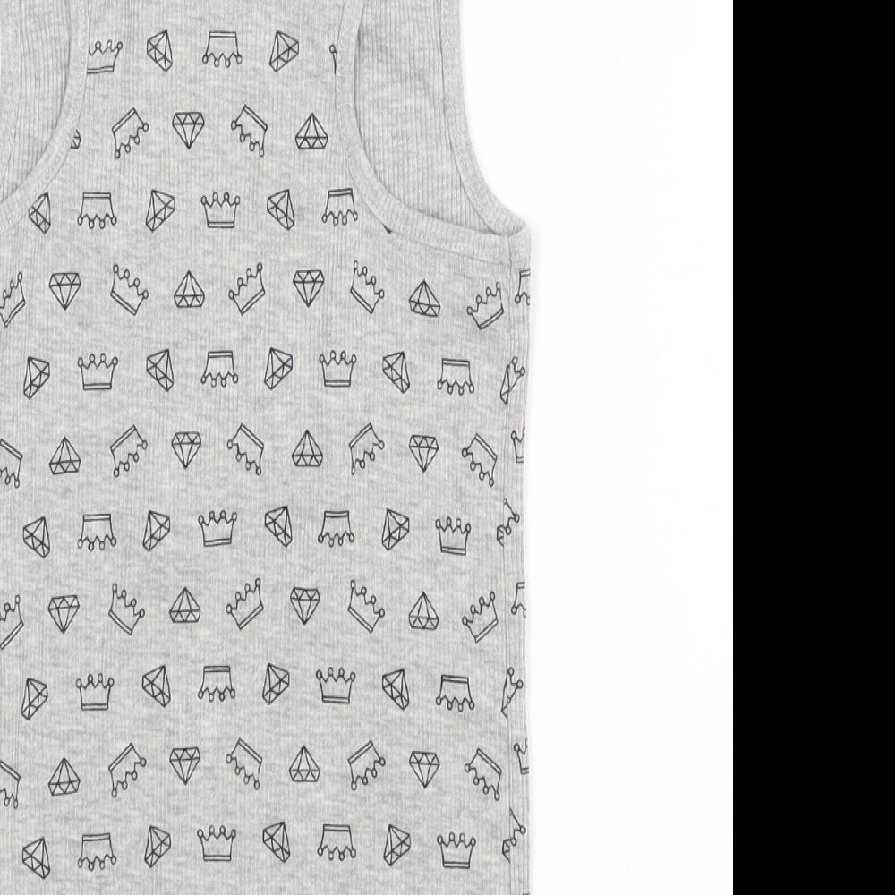 George Girls Grey Basic T-Shirt Size 7-8 Years