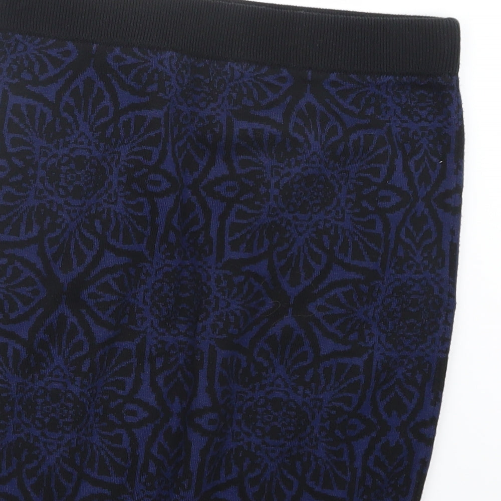 Marks & Spencer Womens Blue Geometric Knit Straight & Pencil Skirt Size M