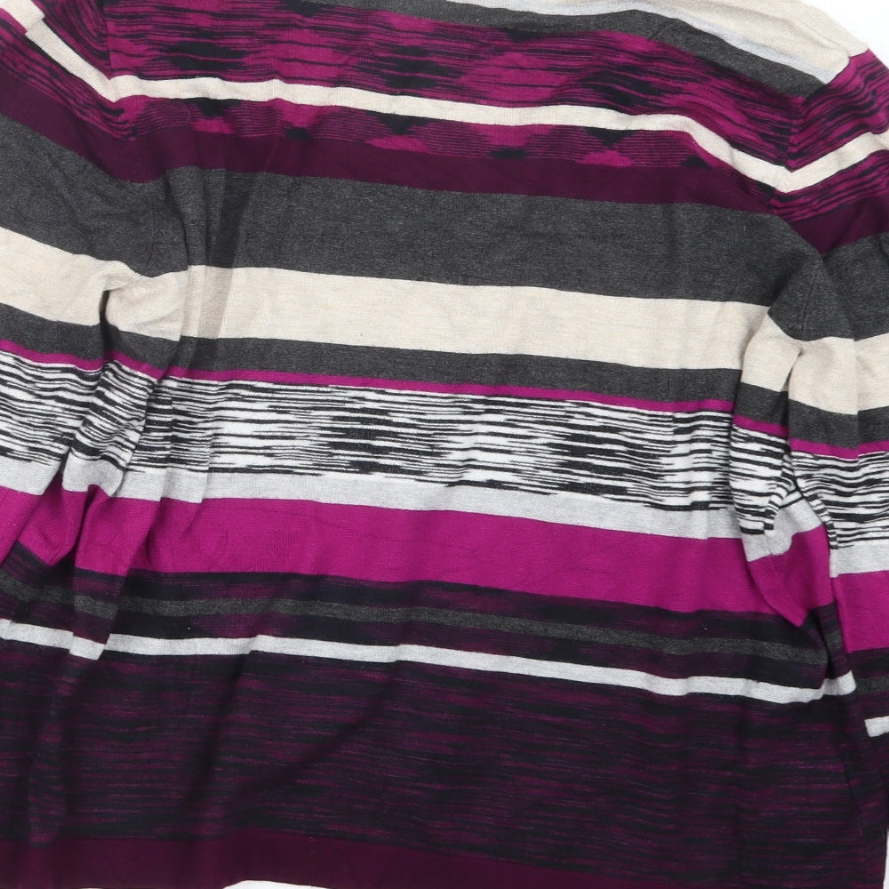 Country Casuals Womens Purple Striped Knit Pullover Jumper Size XL