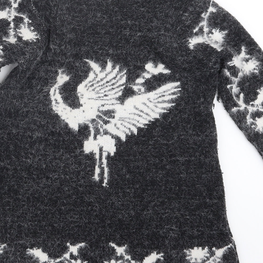 LIN H.H Womens Black Knit Pullover Jumper Size S