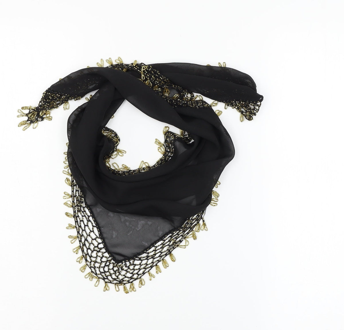 Preworn Womens Black Chiffon Shawl/Wrap