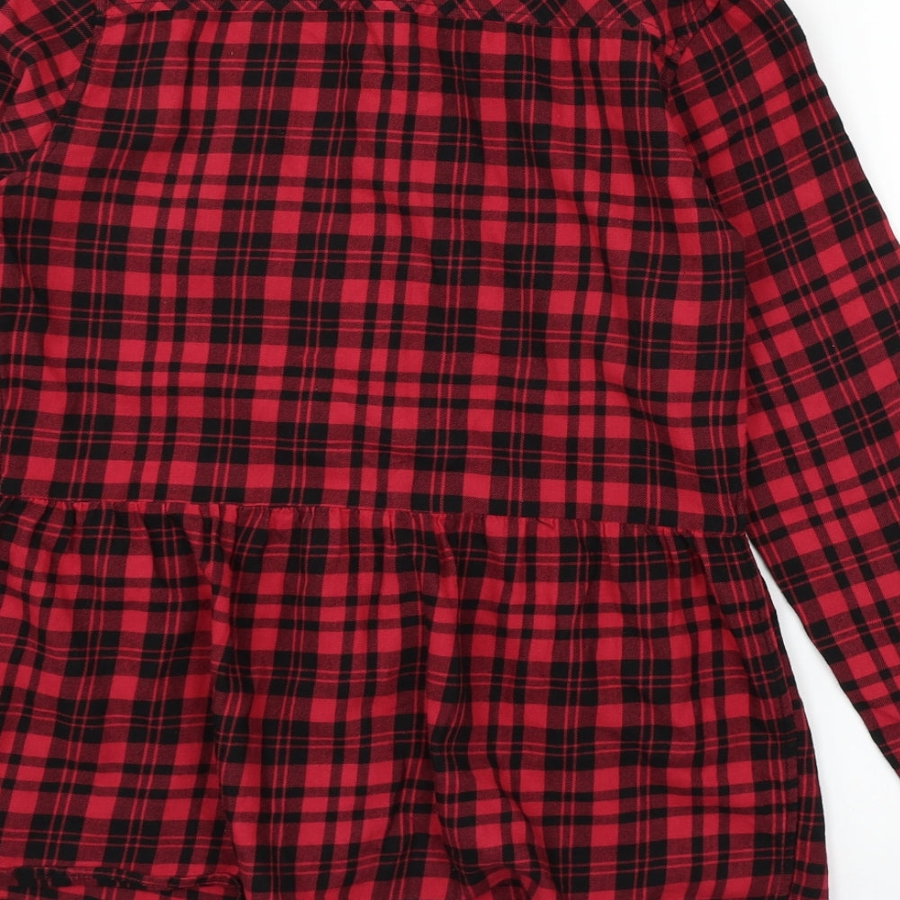 Jack Wills Womens Red Plaid Basic Button-Up Size 6
