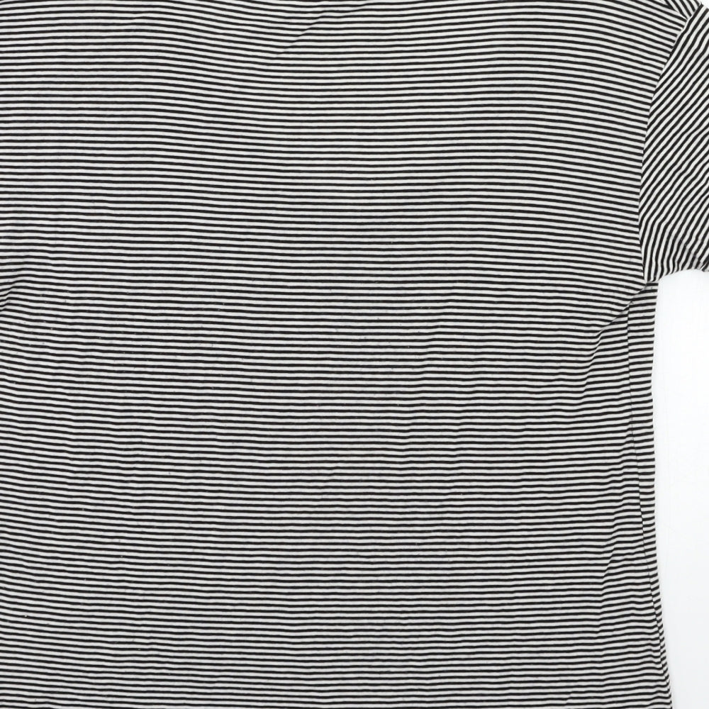 Miss Selfridge Womens Black Striped Basic T-Shirt Size 10
