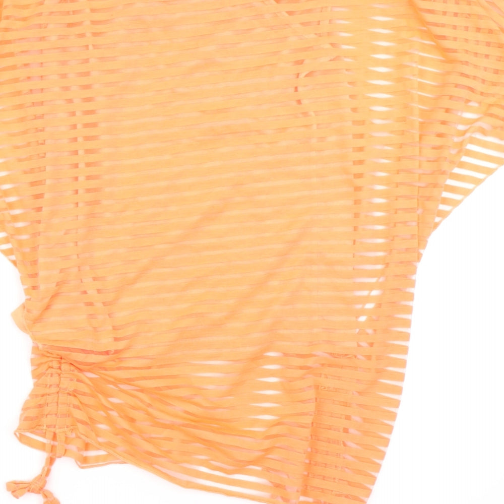 Izabel Womens Orange Striped Basic Blouse Size 8
