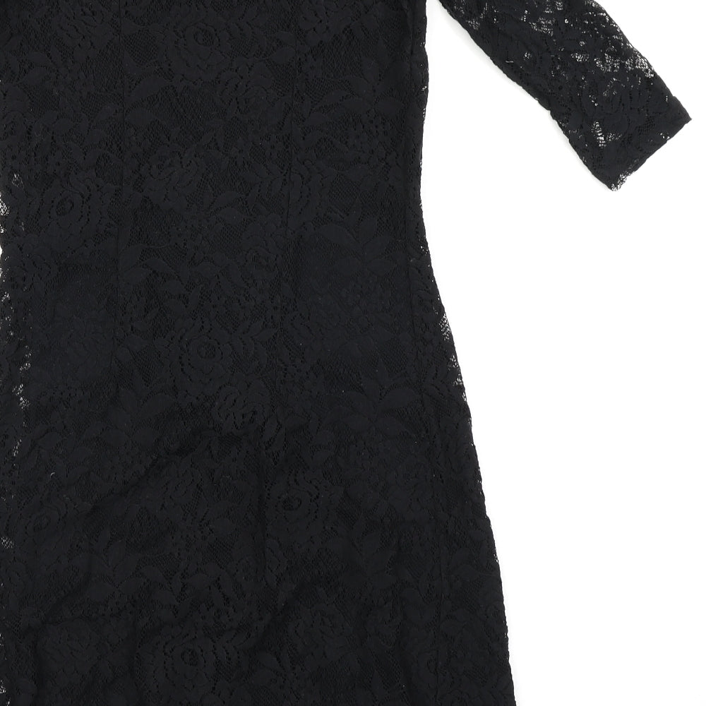 TU Womens Black Floral Bodycon Size 8