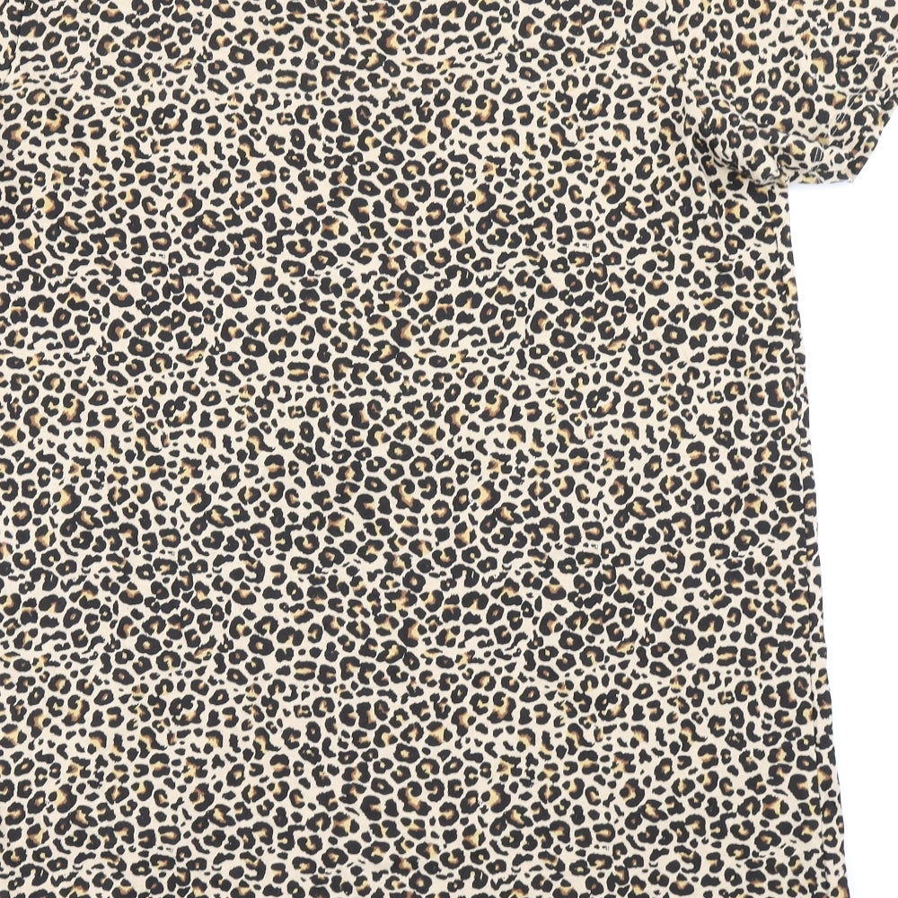 Brave Sould Womens Brown Animal Print Basic T-Shirt Size XL