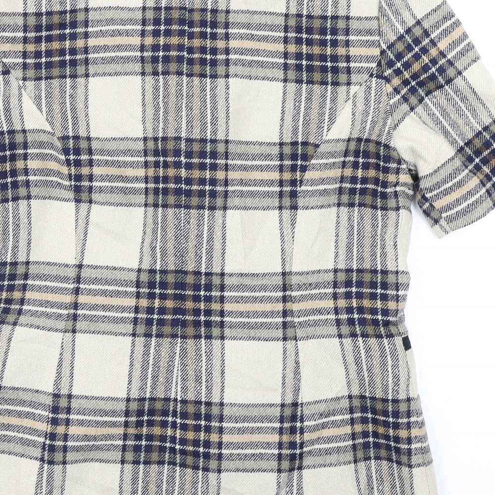 Boulevard Womens Beige Plaid Jacket Blazer Size 14
