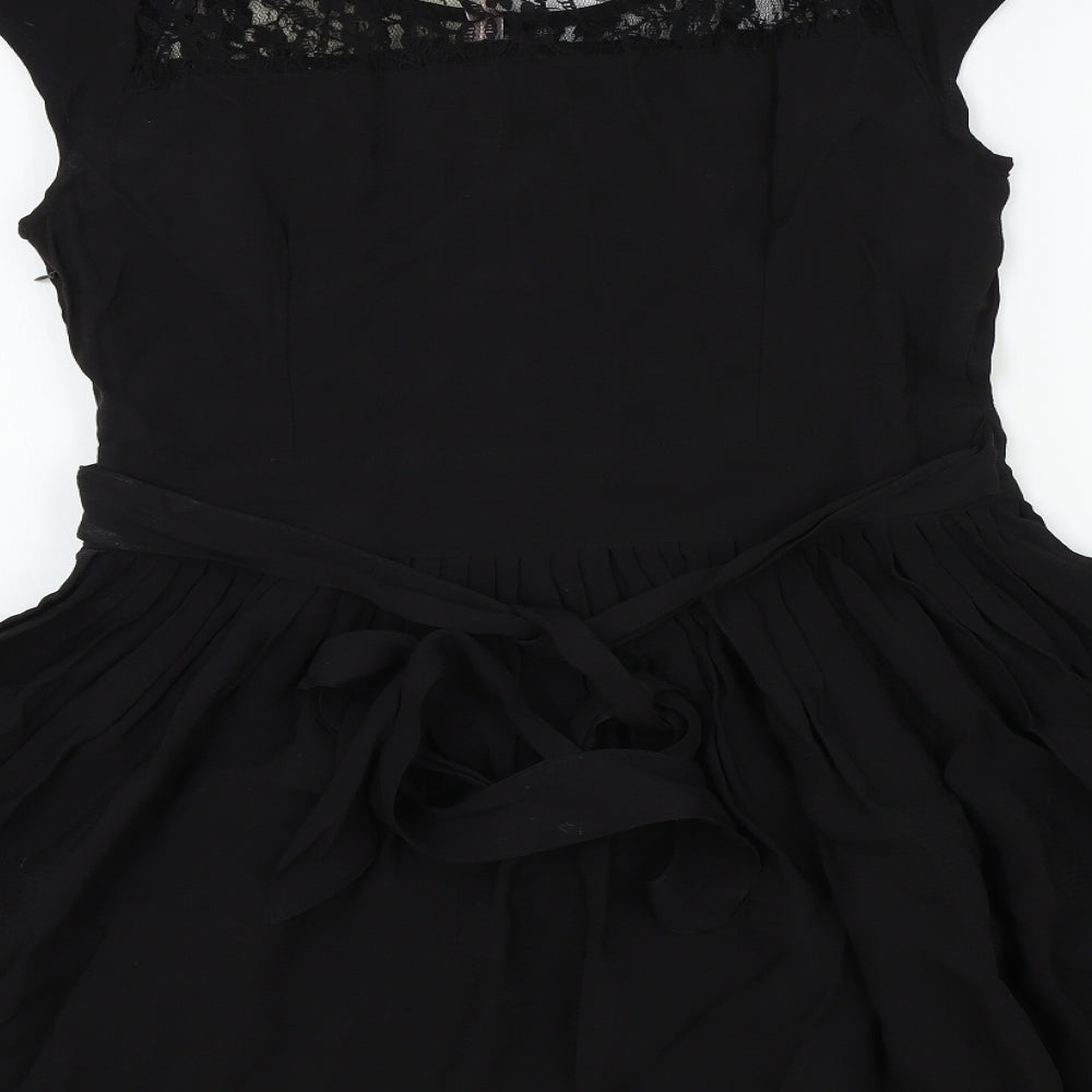 Miso Womens Black Colourblock Fit & Flare Size 14