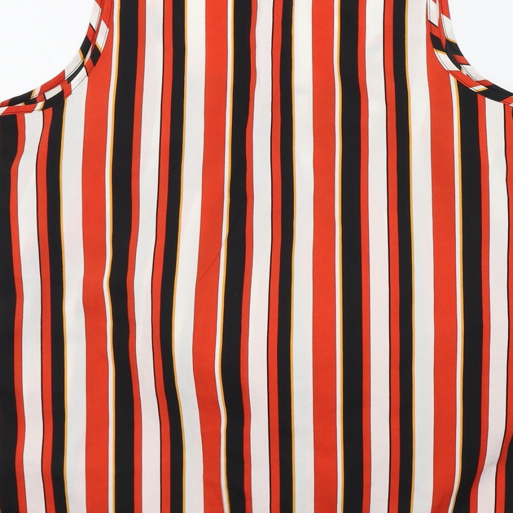 Anthology Womens Orange Striped Basic T-Shirt Size 10