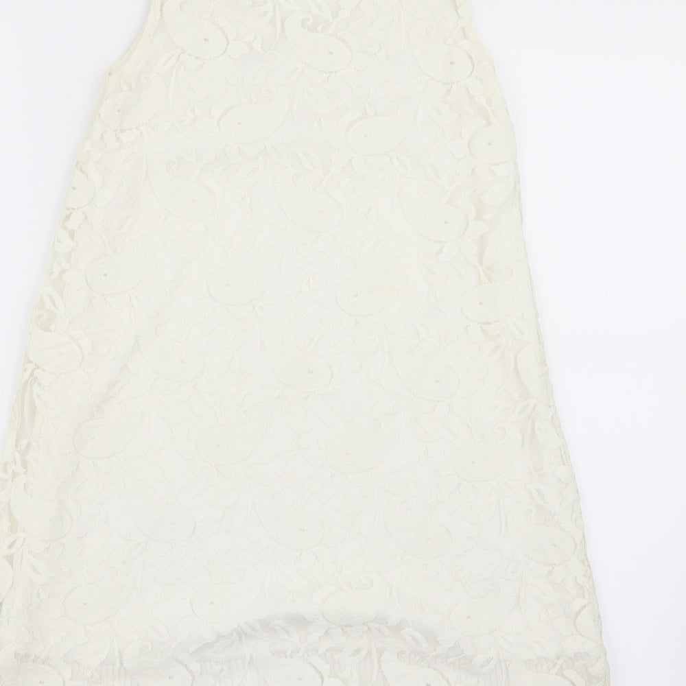 cutie Womens White Floral A-Line Size S
