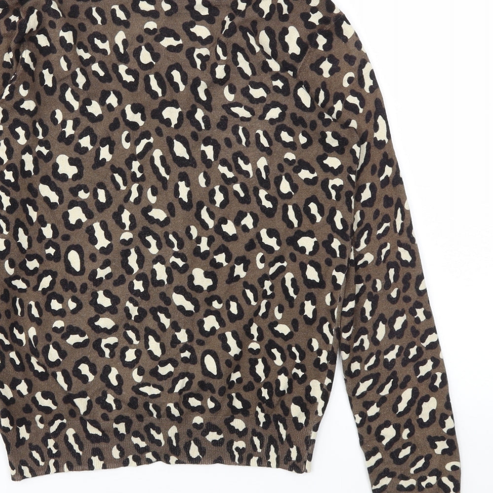 Papaya Womens Brown Animal Print Cardigan Jumper Size 8