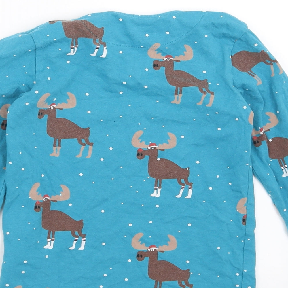 Marks & Spencer Boys Blue Solid Pyjama Top Size 6-7 Years - christmas