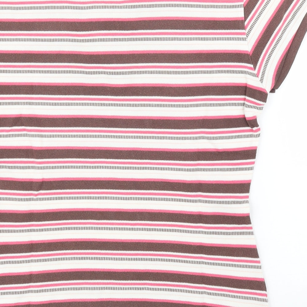 Wolsey Womens Brown Striped Basic T-Shirt Size 10