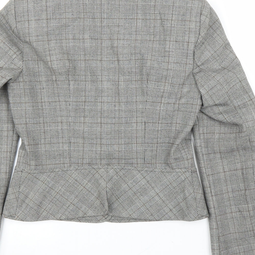 Marks & Spencer Womens Grey Plaid Jacket Blazer Size 8