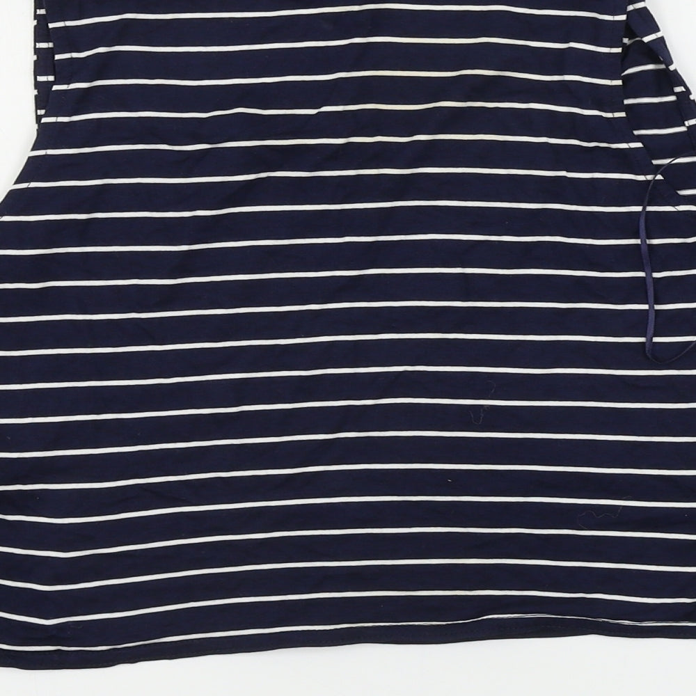 New Look Womens Blue Striped Basic T-Shirt Size 8