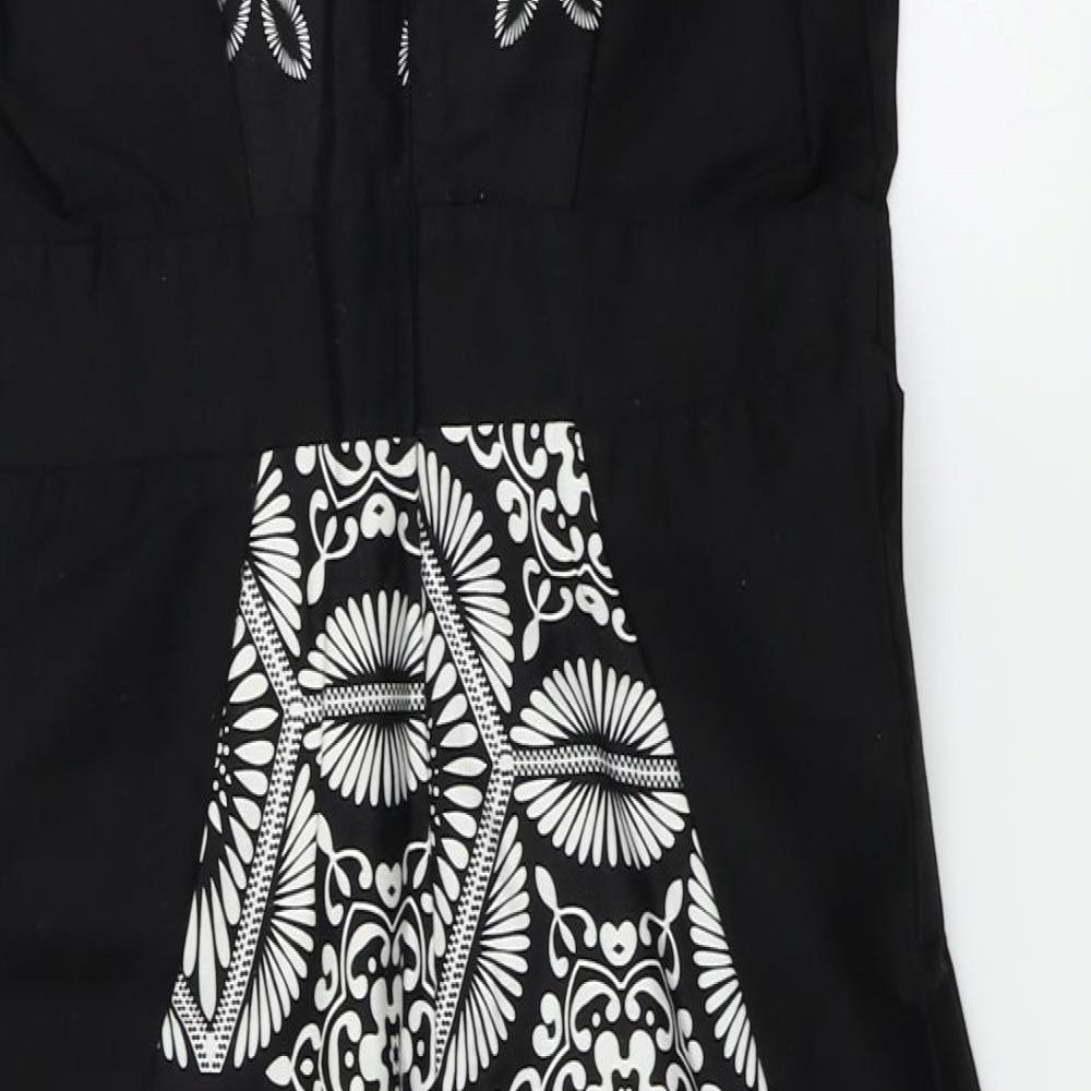 Preworn Womens Black Floral A-Line Size 12