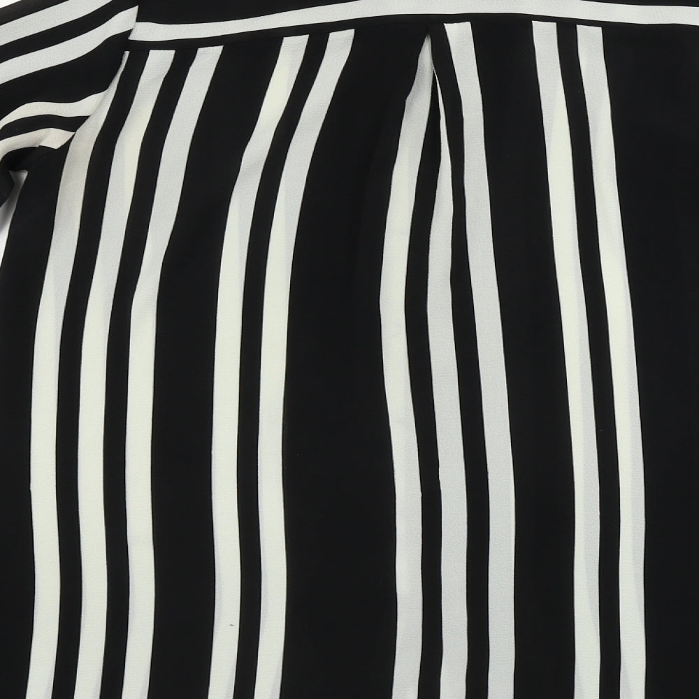 Love Sunshine Womens Black Striped Basic Button-Up Size 8