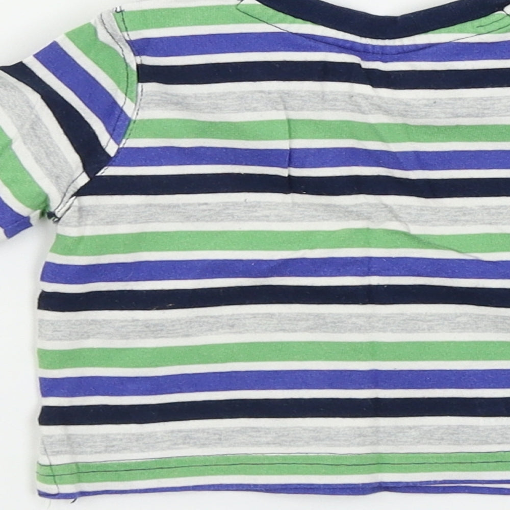 Mini Club Boys Grey Striped Basic T-Shirt Size 3-6 Months