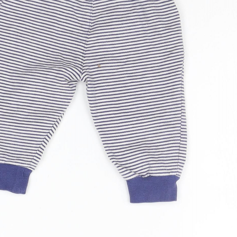 TU Girls Blue Striped Jogger Leggings Size 6-9 Months