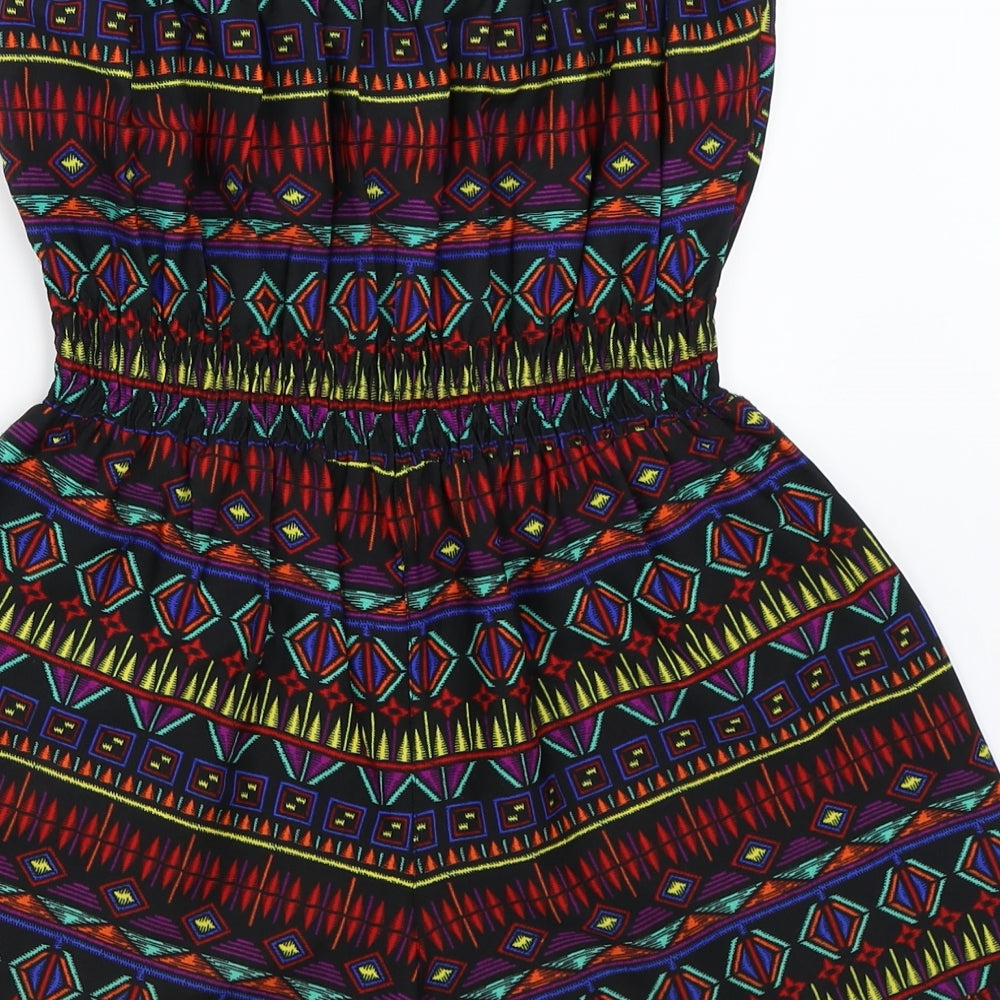 Ocean Club Womens Black Geometric Playsuit One-Piece Size 8