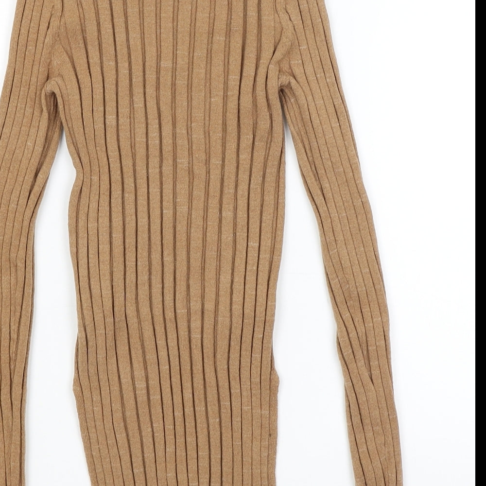 Topshop Womens Brown Basic T-Shirt Size 8