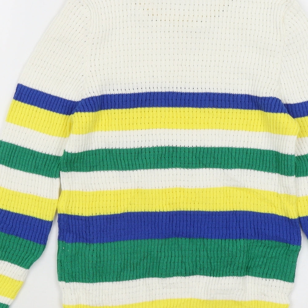 Astradivarius Womens White Striped Pullover Jumper Size S