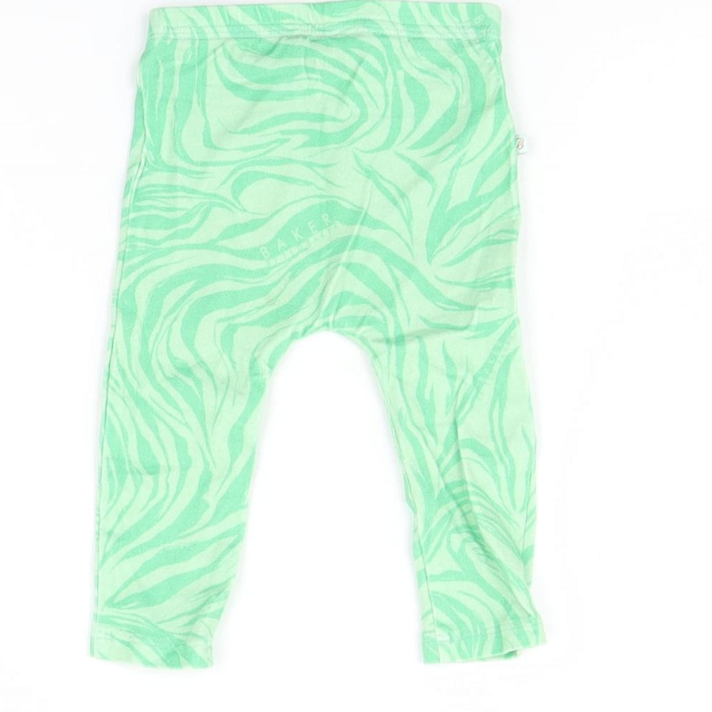 Baker Girls Green Animal Print Capri Leggings Size 6-9 Months