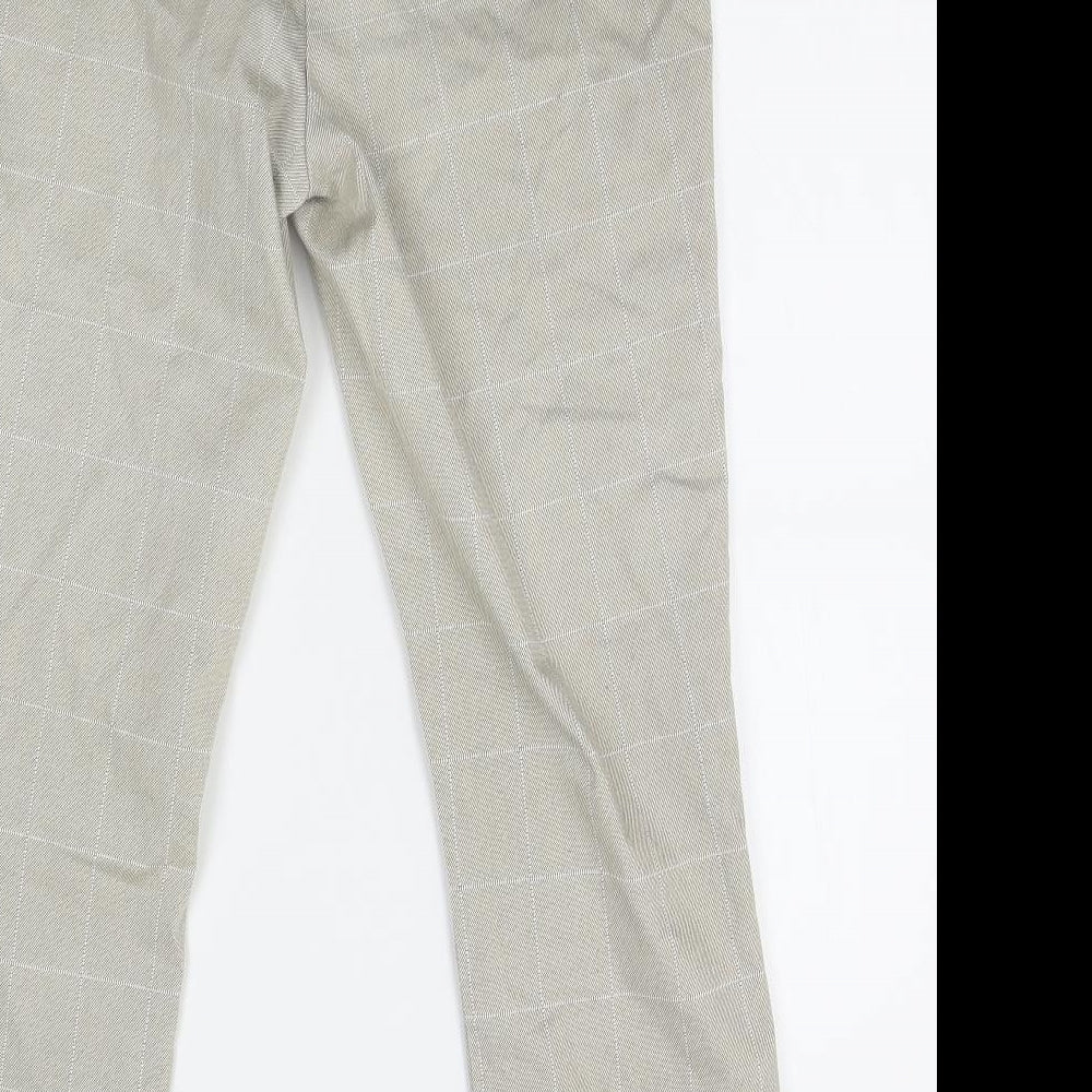 H&M Womens Beige Plaid Trousers Size 6 L25 in